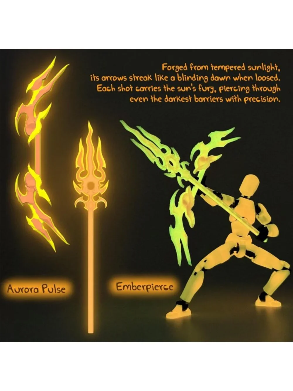 6-Pack Glowing 3D Printed Action Figures Set with Weapons - Colorful